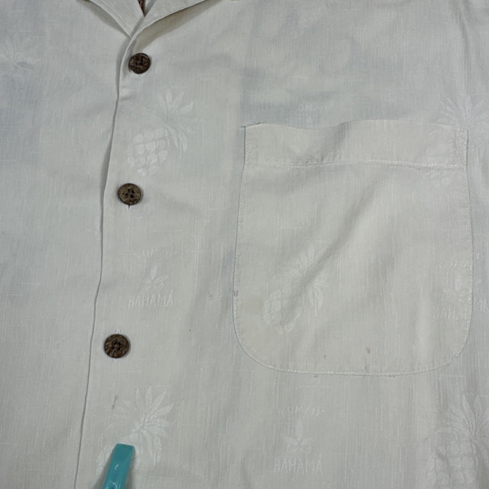 Tommy Bahama Silk Camp Shirt Mens XL Cream PHD Pop Had Dough *READ - Picture 6 of 13